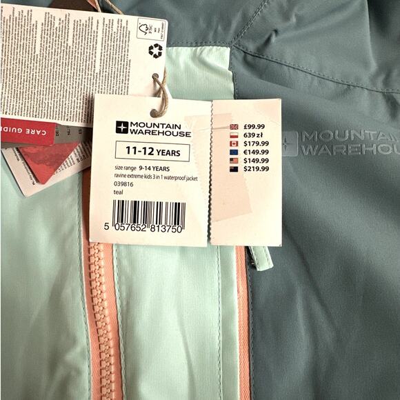 Mountain Warehouse Ravine Extreme Kids 3in1 Waterproof Jacket Size 11-12 Years - Picture 9 of 11